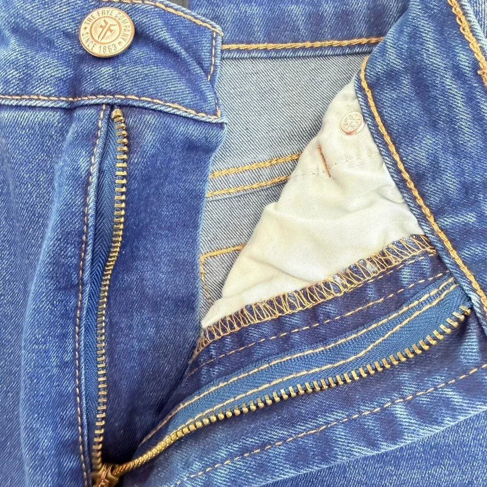 Frye Jeans Womens 8/29 Med Blue Wash‎ Straight Leg High Rise Stretch Denim Faded